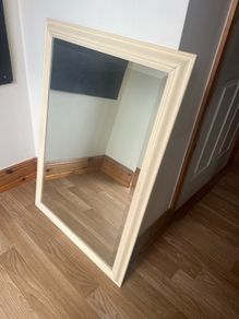 Large cream framed mirror