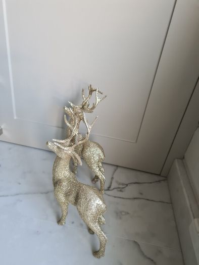Gold Glitter Christmas Reindeer x 2