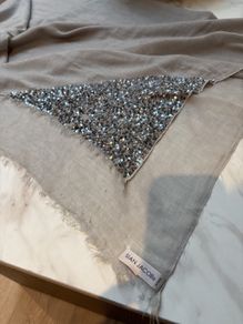 Sian Jacobs 70% Cashmere, 30 % Silk - 120 cm by 120 cm Scarf with embellishment on one corner