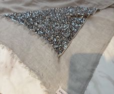 Sian Jacobs 70% Cashmere, 30 % Silk - 120 cm by 120 cm Scarf with embellishment on one corner