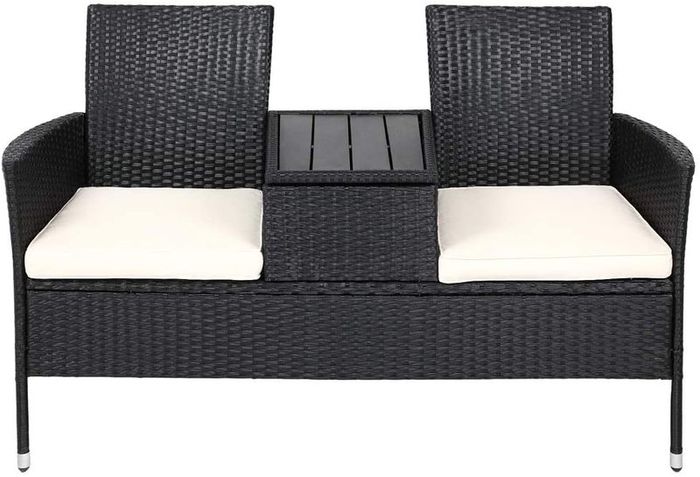 _Poly Rattan Garden Bench Weatherproof 2-Seater