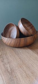 Mid Century modern Italian designed Robex set of 4 faux teak bowls