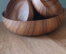 Mid Century modern Italian designed Robex set of 4 faux teak bowls