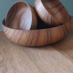 Mid Century modern Italian designed Robex set of 4 faux teak bowls