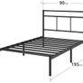 Bed 90 x 190 cm Metal Frame with Headboard  Easy Assembly Height 30 cm with Slats Support Storage Space Under the Modern Design  Black Image 2