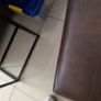 Two Tone Dark Brown Faux Leather  Ottoman.. Image 4