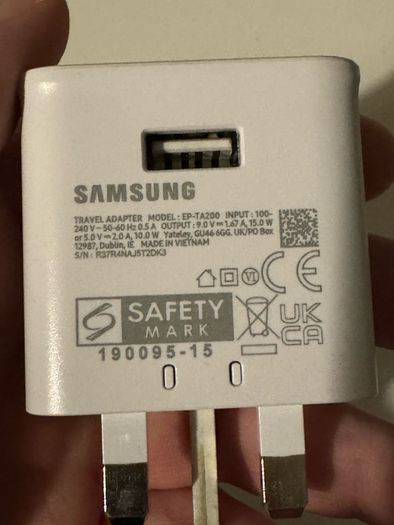 Original Samsung Type C Cable and 15W Fast Charging Adapter