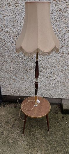 1960s /70s french art deco table floor lamp ,working,,used nice condition,3 legs veneer, see pictures for condition ,buyer collects, sold as seen,freestanding.