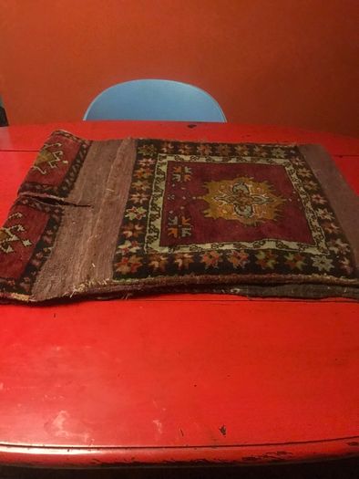 Antique Persien hand loomed saddleback bag