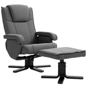 Rocking recliner with footstool, Gray