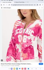 Monari - Knit Bomber Jacket - Pink - 100% Cotton - Fits UK 14 - BNWT RRP 188