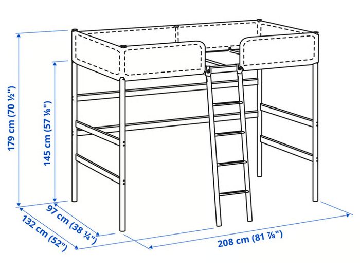 Loft bed frame