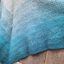 Handmade crochet triangle wool shawl wrap. Teal and mint gradient ombre shawl Image 9