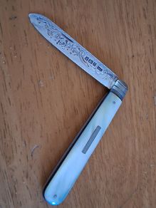 Sterling silver hallmarked mother of pearl Fruit Knife