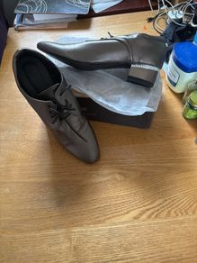 Lovely gold/brown shoes with a beautiful sequence on the heel