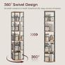 5-Tier Rotating Bookshelf, Freestanding Corner Bookshelf, 360 Spinning Bookcase, Industrial Style Storage Rack with Rails, for Living Room, Study, Home Office, Rustic Brown Image 4