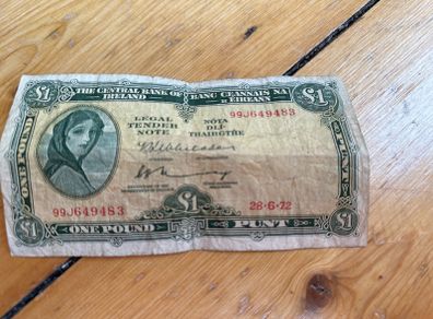 One Punt note 1972 Lady Lavery