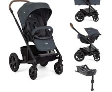 Joie Chrome DLX Trio 3-in-1 Travel System Bundle with i-Snug 2 Car Seat and ISOFix Base Moonlight