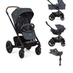 Joie Chrome DLX Trio 3-in-1 Travel System Bundle with i-Snug 2 Car Seat and ISOFix Base Moonlight