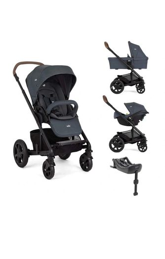 Joie Chrome DLX Trio 3-in-1 Travel System Bundle with i-Snug 2 Car Seat and ISOFix Base Moonlight