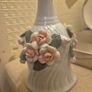 Vintage Porcelain Hand Bell with 3D Pink Roses - Perfect Condition Image 2
