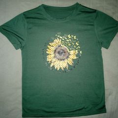 Sunflower T-shirt for Her Green S sunflowers In a World Where You Can Be Anyone Be Kind