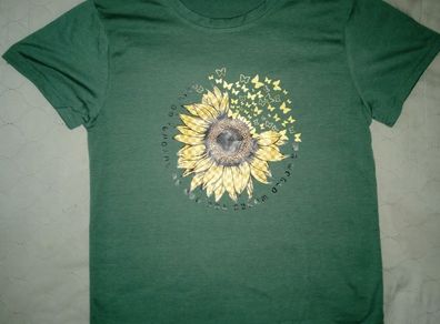 Sunflower T-shirt for Her Green S sunflowers In a World Where You Can Be Anyone Be Kind