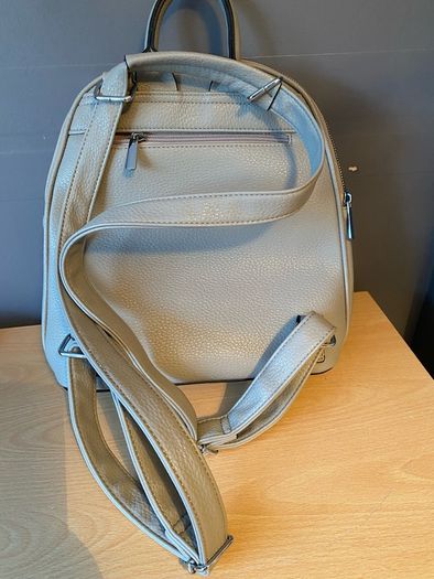 Grey leather effect backpack