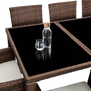 _Aluminium Poly Rattan Dining Set, 8 Chairs + 1 Dining Table with Glass Tops, Includes 2 Cover Sets and Protective Cover, Various Colours