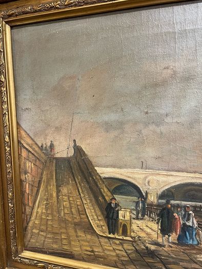 Classic Cityscape with Boats and Bridge Oil Painting