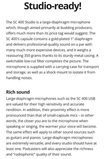 T Bone SC400 Large Diaphragm Condenser Microphone