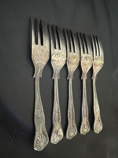 Set 5 Kings Pattern A1 Silver Plated Newbridge Irish Dessert Forks