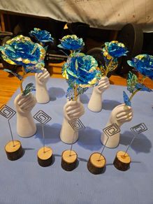 Blue Galaxy Rose with Nordic Vase& wooden clip stand