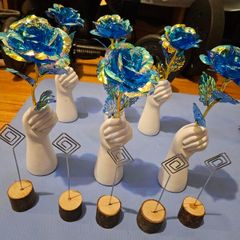 Blue Galaxy Rose with Nordic Vase& wooden clip stand