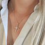 Cross Crucifix Crystal Gold Tone Pendant Necklace Image 3