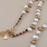 Classic Freshwater Pearl with Brass Beads Necklace Image 10