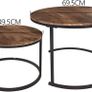 Black Round Coffee Table Set of 2 Side Table for Living Room,Industrial Stacking End Tables,Wood Look Accent Furniture with Metal Frame for Bedroom Decorations Image 5