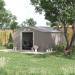 NEW SALE | 13 x 11ft Garden Metal Storage Shed Outdoor Storage Shed with Foundation Ventilation & Doors, Light Grey