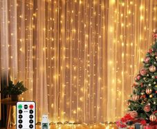 LED Curtain Lights, Window Curtain Fairy Twinkle Lights 3mx3m 300leds USB Operated 8 Modes Icicle LED String Lights with Remote & Timer for Indoor Xmas Party Home Garden Decoration MULTIPLE COLOURS AVAILABLE, SEE PHOTOS (FREE POSTAGE)