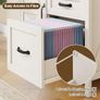 31 Inch Lateral Filing Cabinet with 1 Door & 3 Drawers, Wood Farmhouse Home Office Printer Stand, Rustic White for A4/Letter Suspension Files Image 5