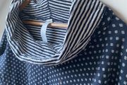 Seasalt Cornwall Organic Cotton Peach House Reversible Cowl Neck Top Navy Ditsy Stripe UK 10