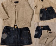 Next Blue Denim Skirt & Gap wool cardigan