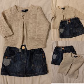 Next Blue Denim Skirt & Gap wool cardigan