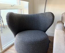 Grey Boucle Swivel Armchair Excellent Condition