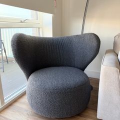 Grey Boucle Swivel Armchair Excellent Condition