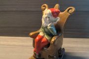 VINTAGE Ceramic Elf on a Rocking Chair Ornament