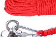 Round Neodymium Eyebolt Fishing Magnet with 20M(66ft) Rope, Super Power N52 Pulling Force 330LB(150KG), Diameter x 60mm Thick x 15mm for Magnet Fishing and Salvage in River