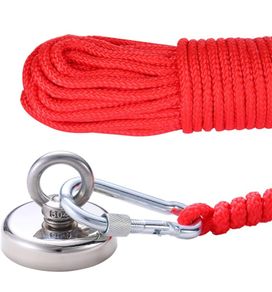 Round Neodymium Eyebolt Fishing Magnet with 20M(66ft) Rope, Super Power N52 Pulling Force 330LB(150KG), Diameter x 60mm Thick x 15mm for Magnet Fishing and Salvage in River