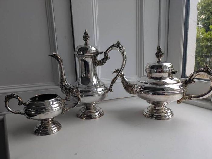 Antique Silver plated teapot tea set