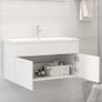 Sink Cabinet with Built-in Basin White Chipboard Image 9